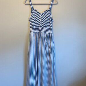 Blue & White Striped Sundress with Lining – Size M